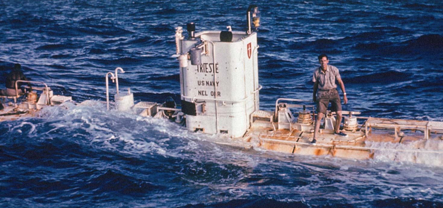 Batiscafo Trieste Piccard Fossa delle Marianne Jaques Piccard dopo l'immersione nella fossa delle Marianne 1960